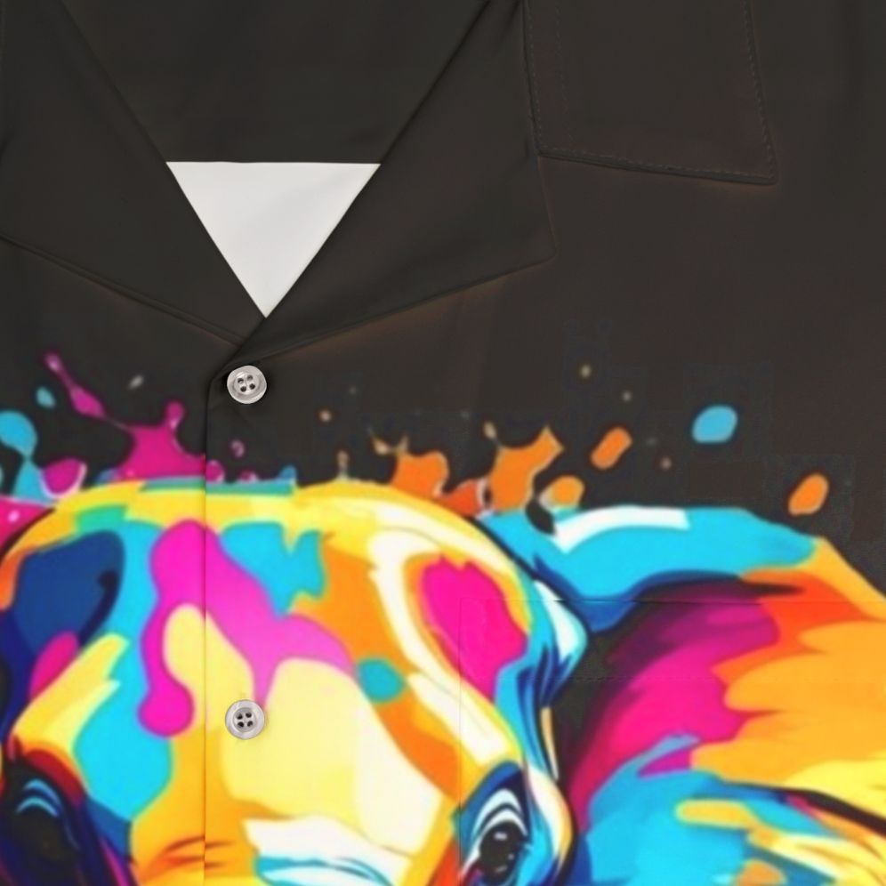 Colorful Hawaiian shirt with a vibrant elephant and animal print design - Detail