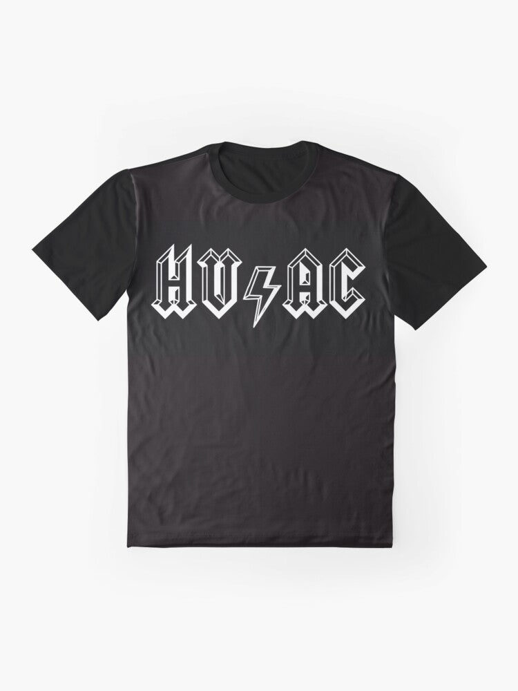 HVAC AC/DC Logo Graphic T-Shirt for Skilled Tradesmen, including HVAC technicians, plumbers, and mechanics - Flat lay