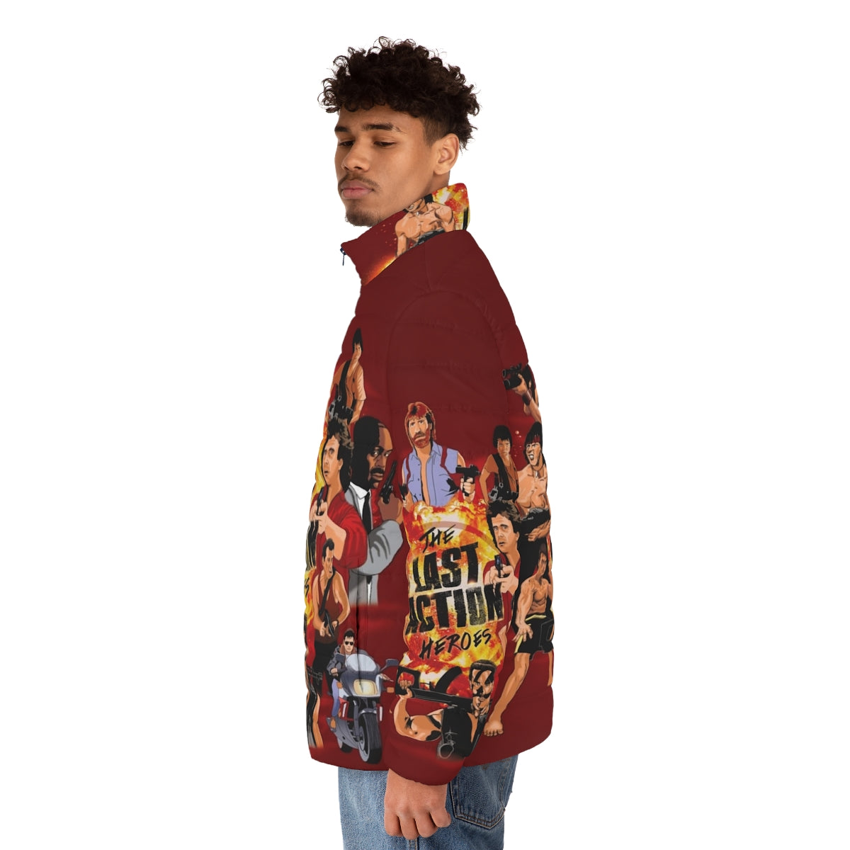 80s inspired 'The Last Action Heroes' puffer jacket - men side left