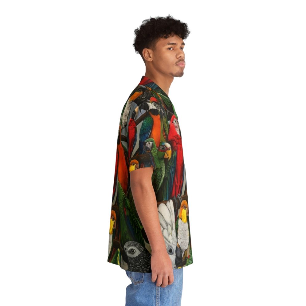 Vibrant tropical bird Hawaiian shirt with colorful parrot and nature motifs - People Pight