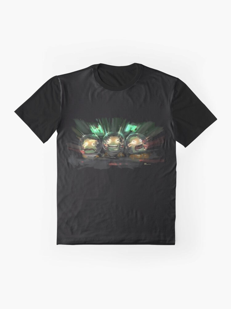 Kerbal Space Program inspired graphic t-shirt featuring the iconic Kerbal design - Flat lay