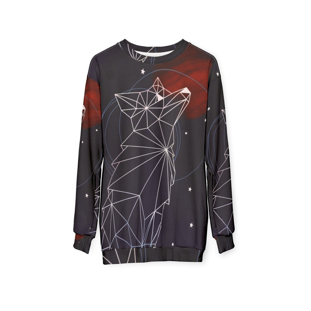 Cosmic fox in the stars watercolor design sweatshirt - hanging