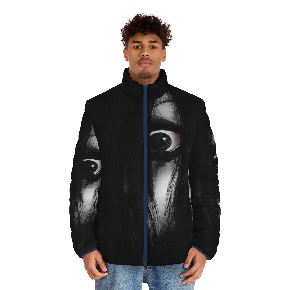 The Grudge Inspired Black Puffer Jacket - men front