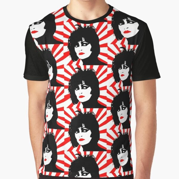 Retro Siouxsie and the Banshees band logo graphic on a t-shirt