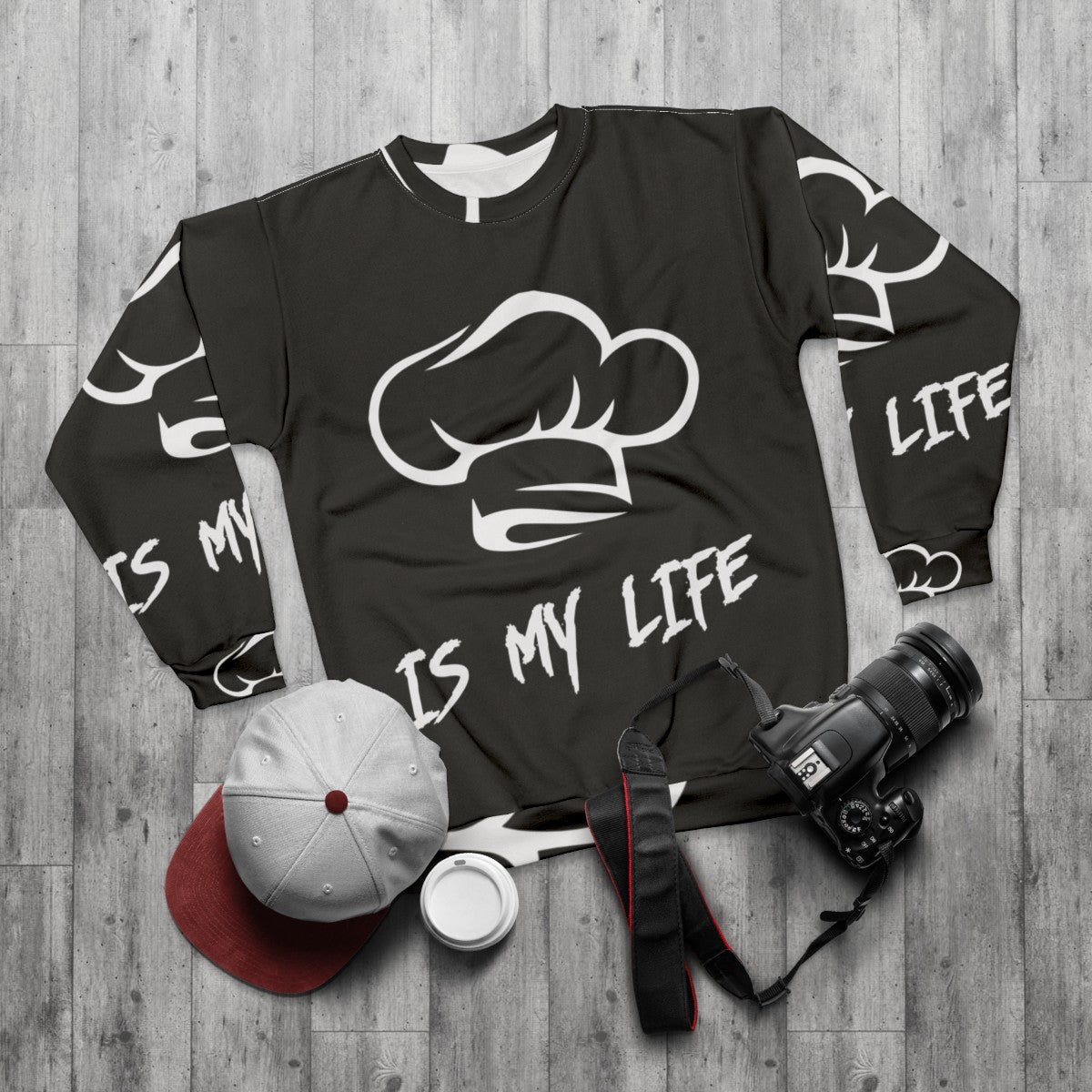 Cooking Is My Life Sweatshirt - Culinary Enthusiast's Essential - flat lay