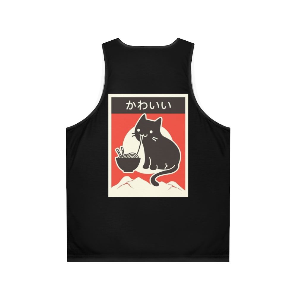 Kawaii Vintage Japanese Ramen Cat Unisex Tank Top - Back