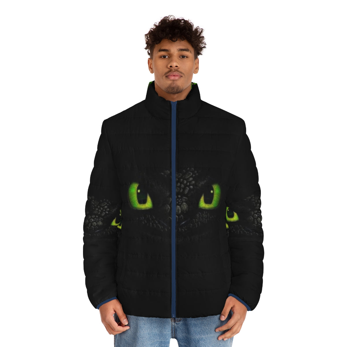 Toothless night fury puffer jacket from How to Train Your Dragon - men front