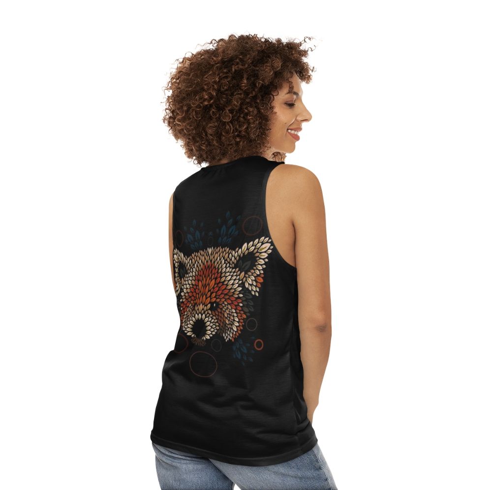 Red panda face printed on a unisex tank top - women back