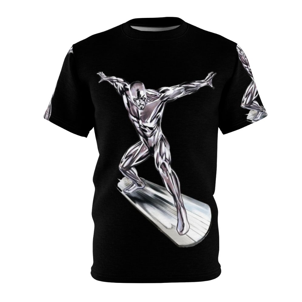 A stylish t-shirt featuring a striking wave and surfer design