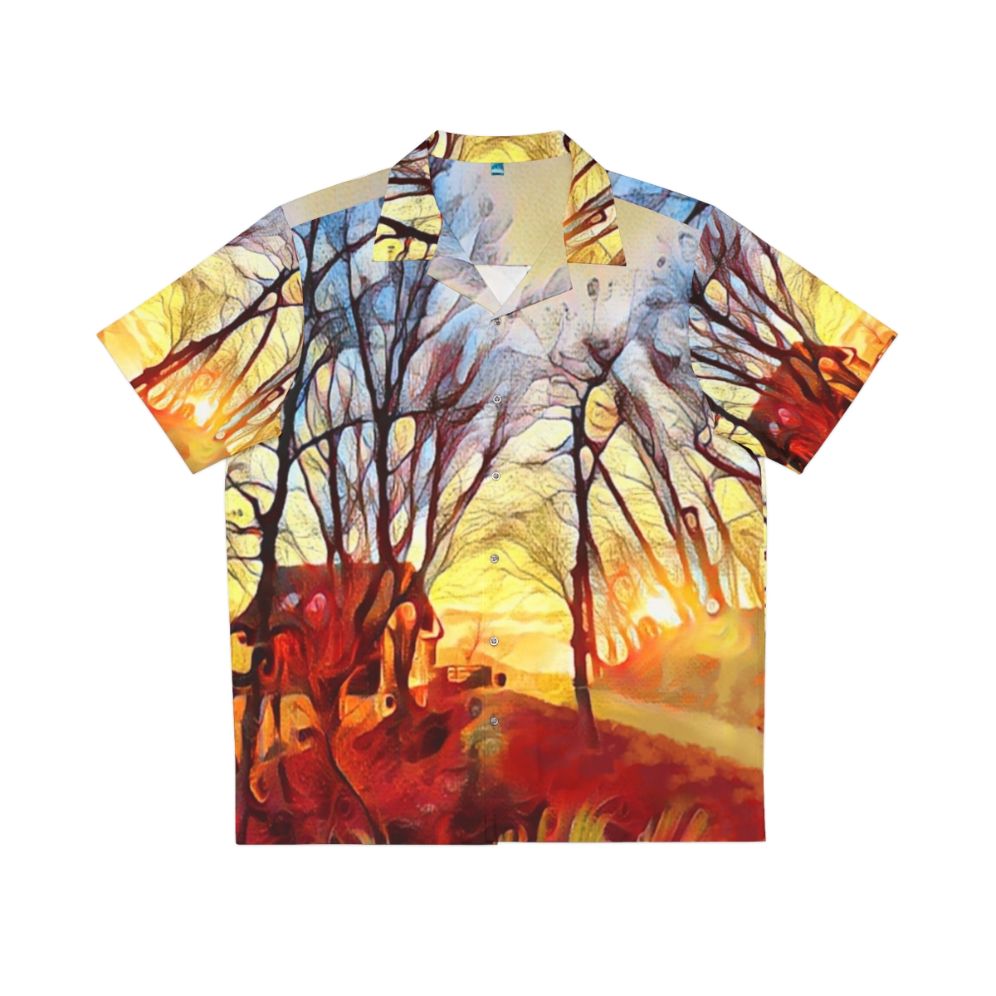 Winter Dawn Hawaiian Shirt featuring a nature landscape digital art design