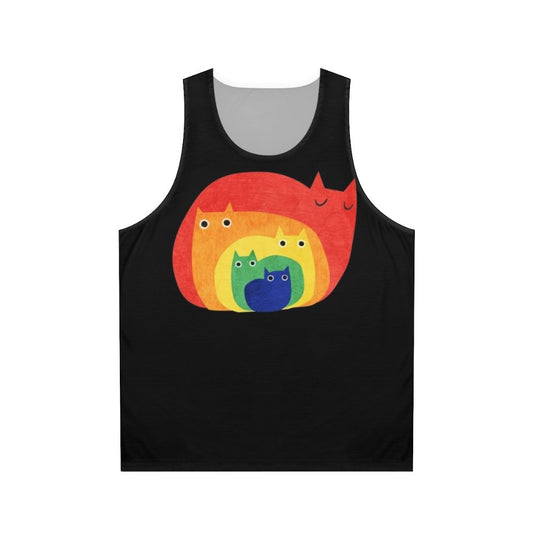 Colorful rainbow cats unisex tank top