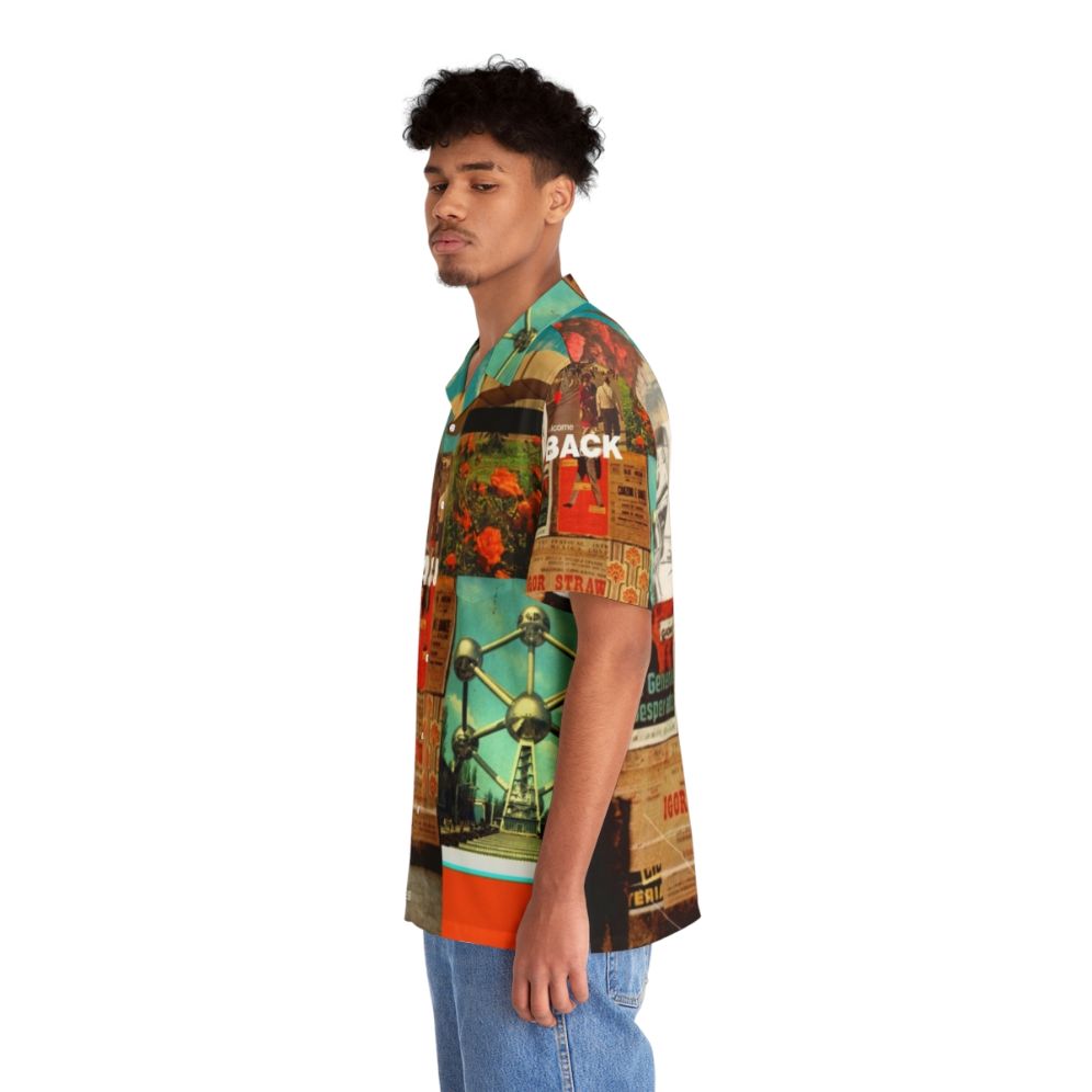 Retro Hawaiian Shirt with Surreal Graphic Design Pattern - People Left