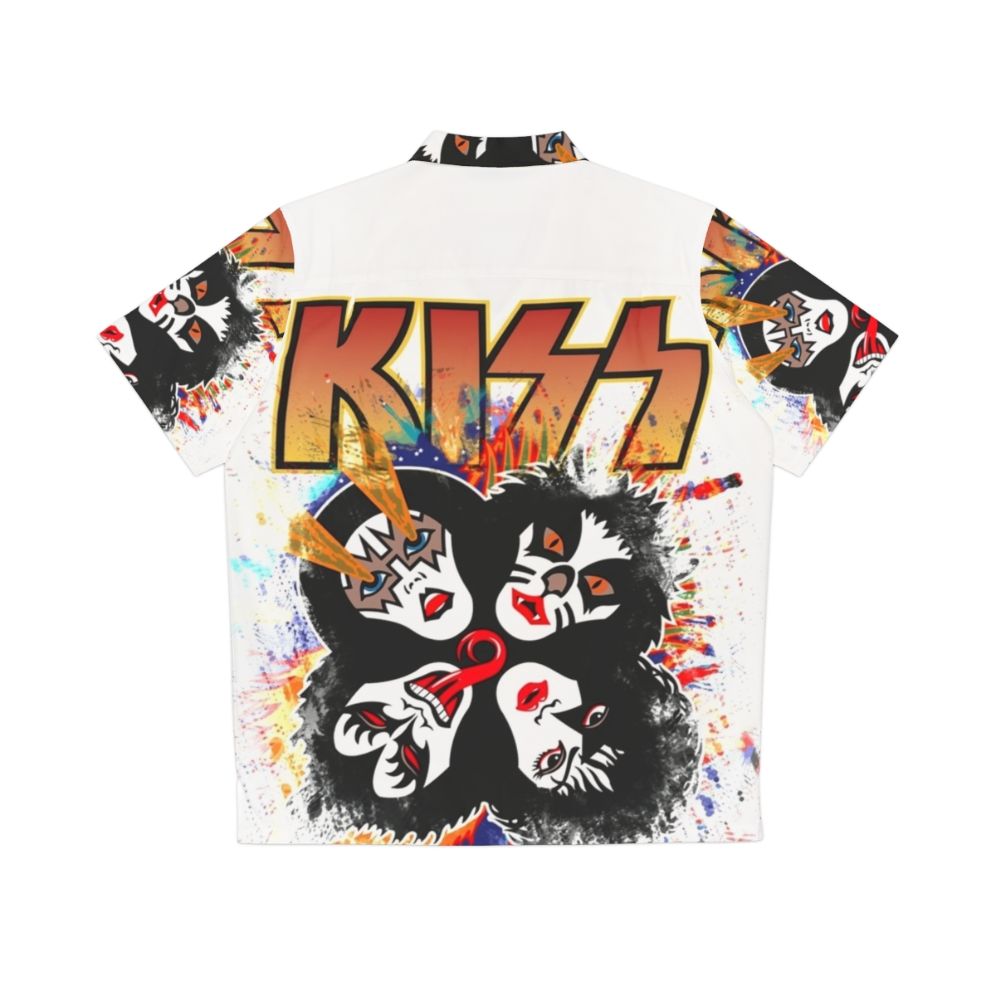 Kiss the Band Rock and Roll Over Splash Logo Hawaiian Shirt - Back