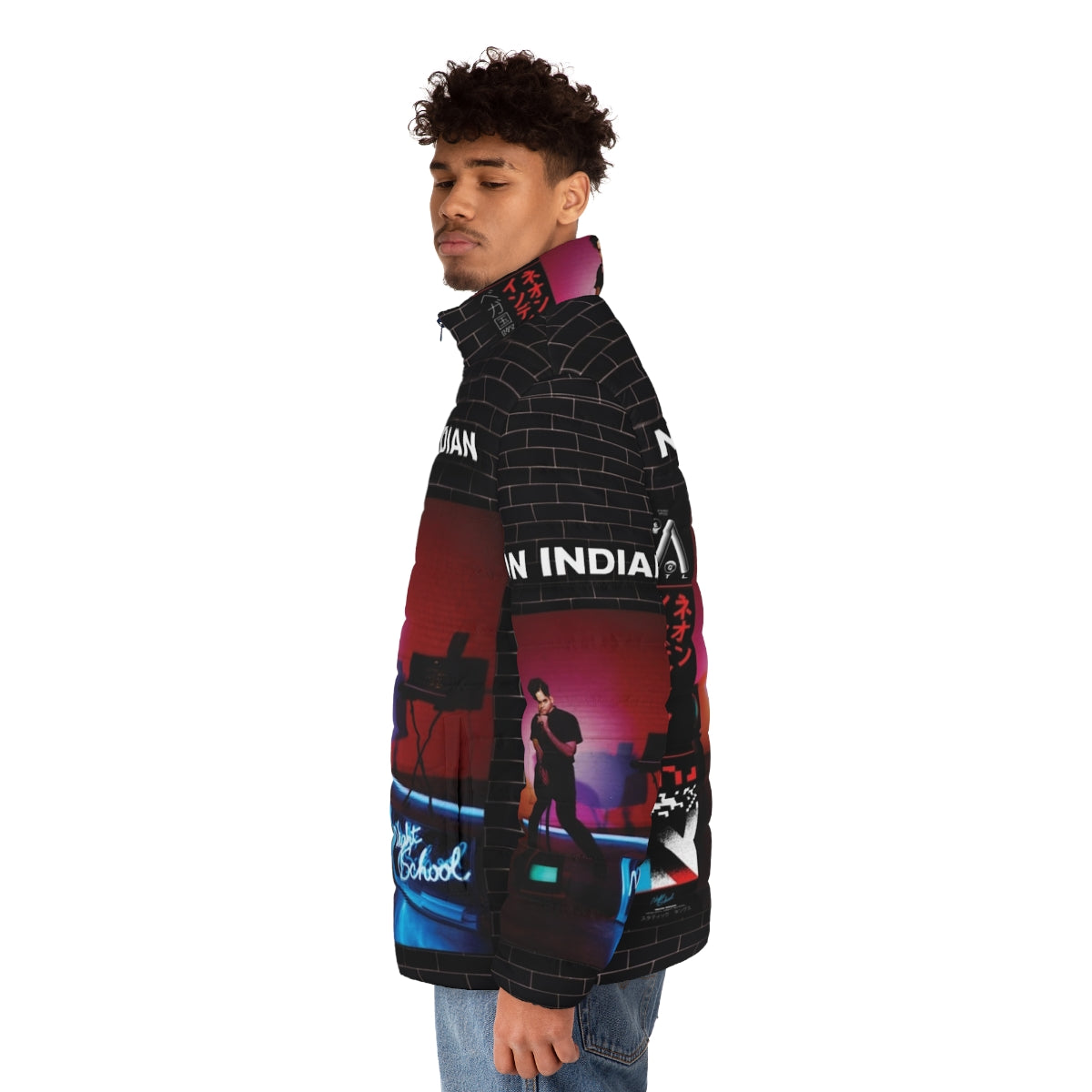 Neon Indian Vega Intl Night School Puffer Jacket, featuring electronic music and indie bands - men side left