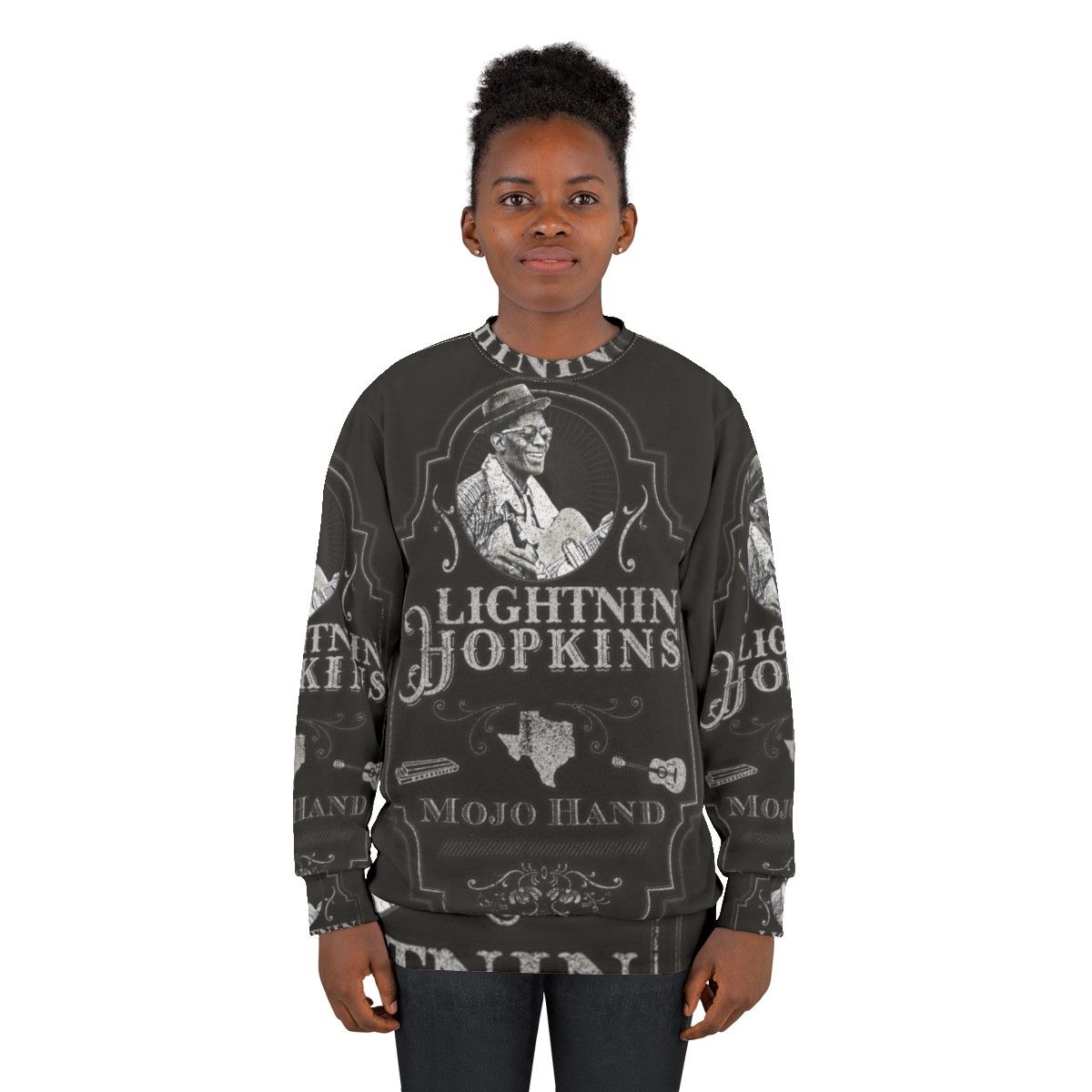 Lightnin Hopkins Tribute Blues Guitar Sweatshirt - women