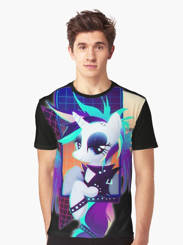 Rarity, the unicorn from My Little Pony: Friendship Is Magic, in a punk-inspired graphic design. - Men