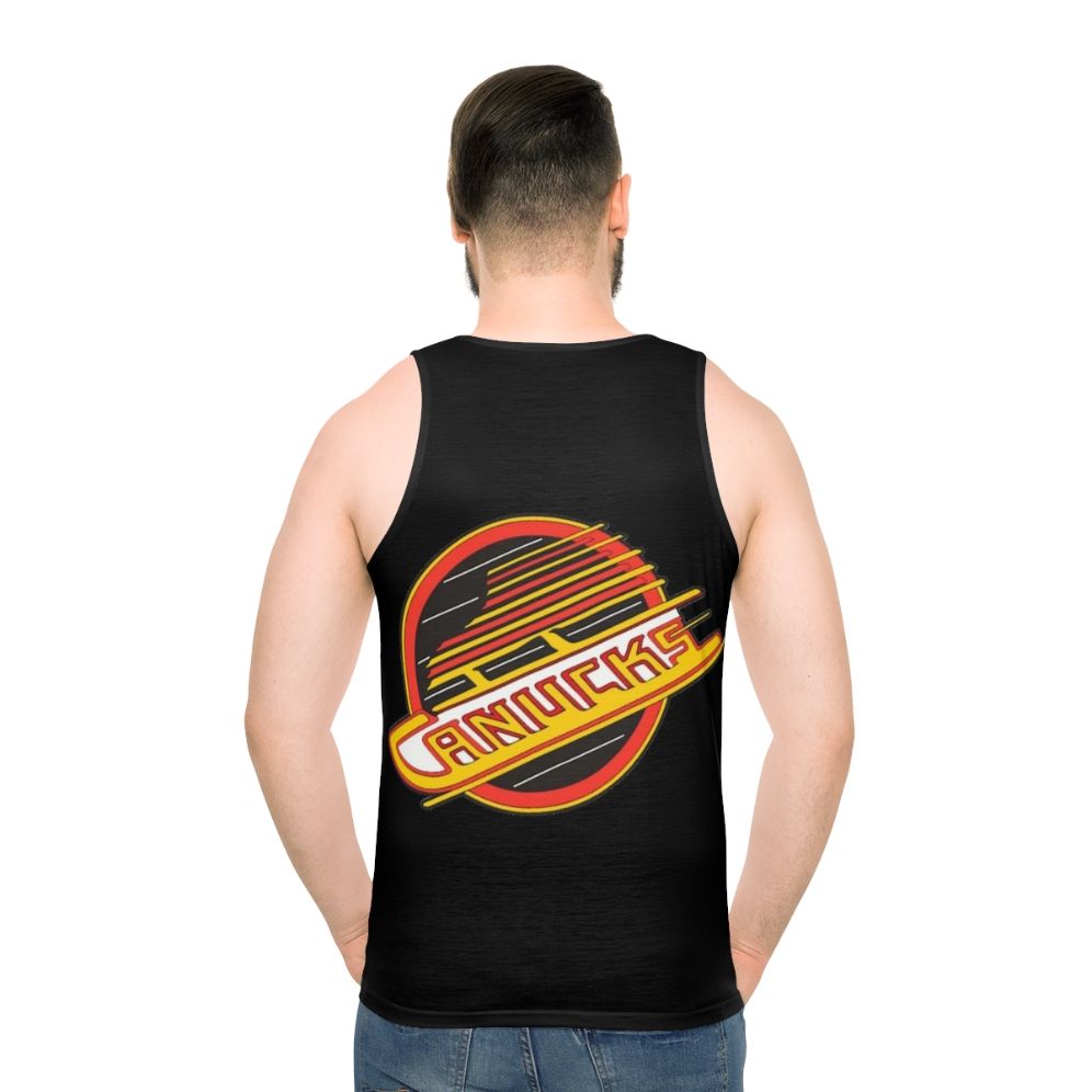 Retro Vancouver Canucks hockey jersey unisex tank top - men back