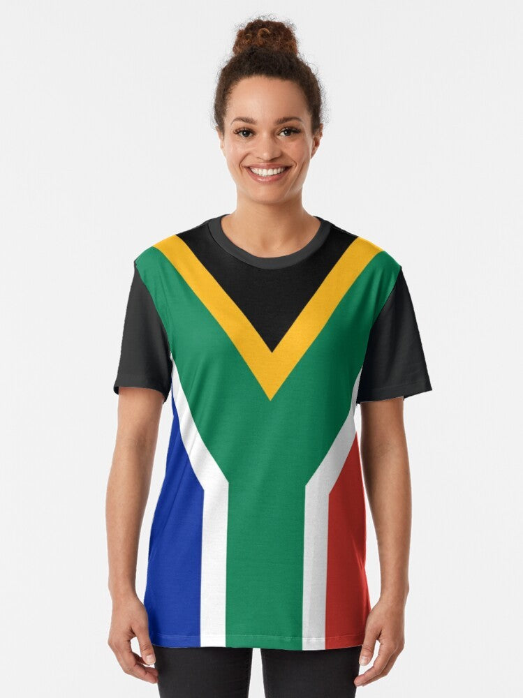 South Africa flag graphic printed on a t-shirt - Women