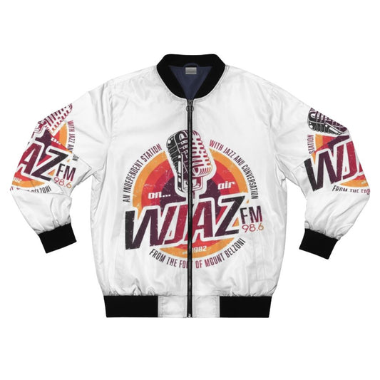 Vintage Radio WJAZ Bomber Jacket with Retro 70s Music Graphics