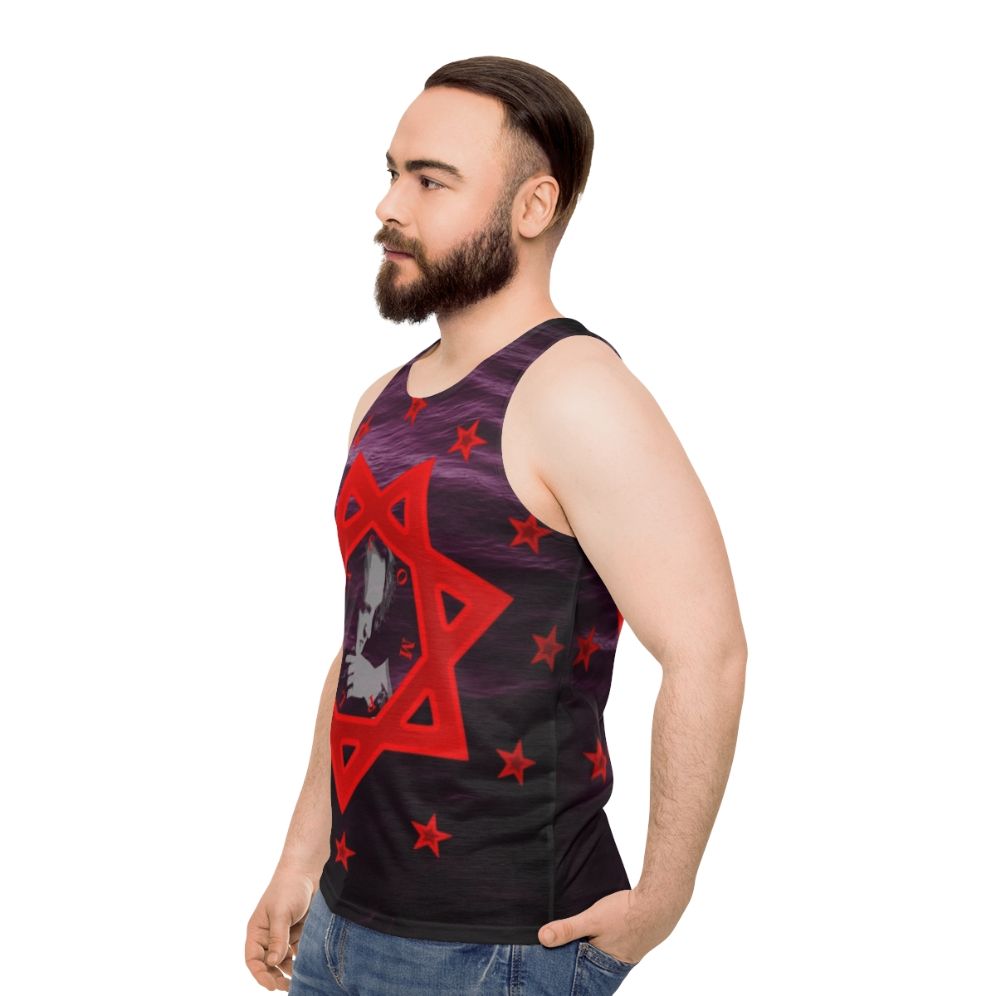 Unisex tank top with Cassandra Complex band logo - men side