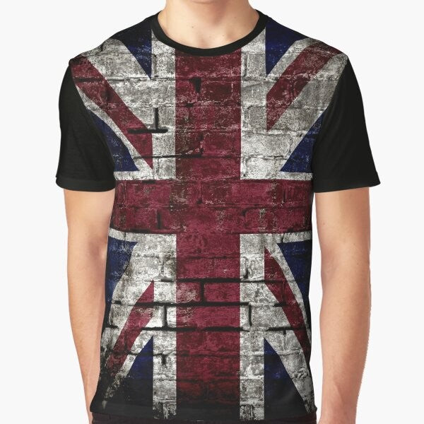 Vintage UK Flag Grunge Punk Style Distressed Wall Graphic T-Shirt