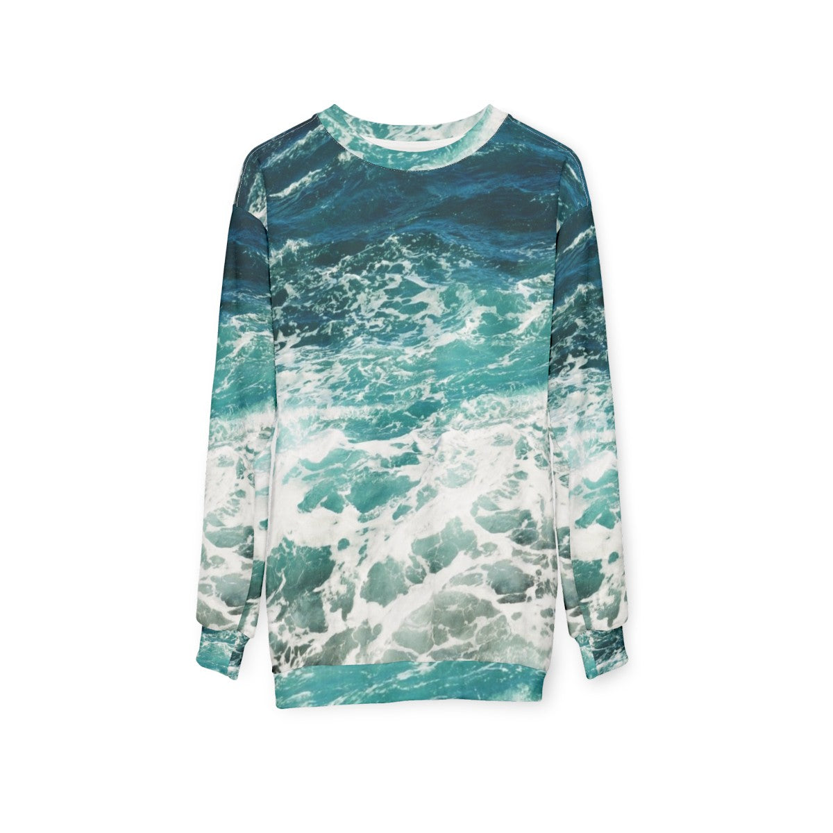 Blue Ocean Waves Sweatshirt - hanging