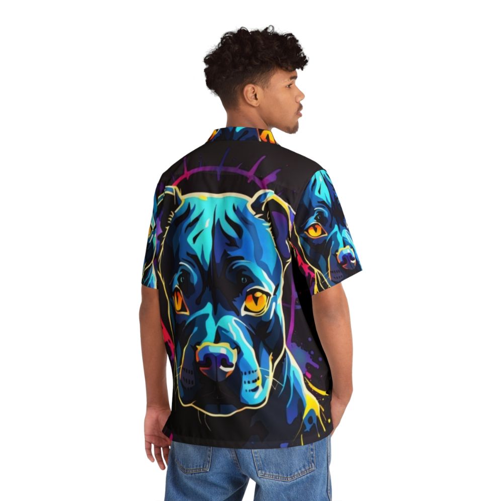 Neon Pitbull Dog Hawaiian Shirt - People Back