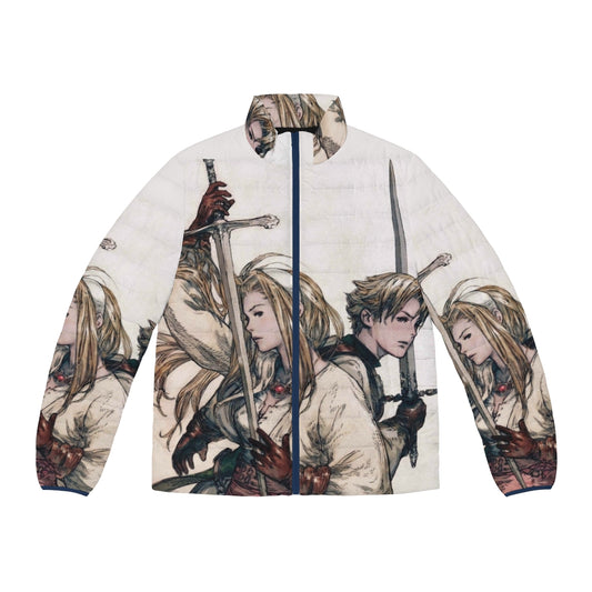 Tactics Ogre Let Us Cling Together inspired puffer jacket with video game graphics