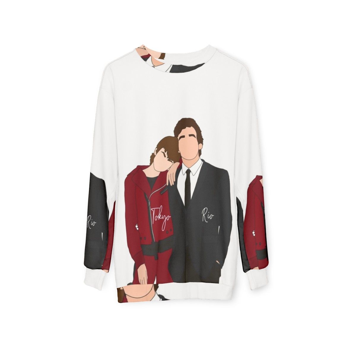 Money Heist Tokyo and Rio Themed Sweatshirt - hanging