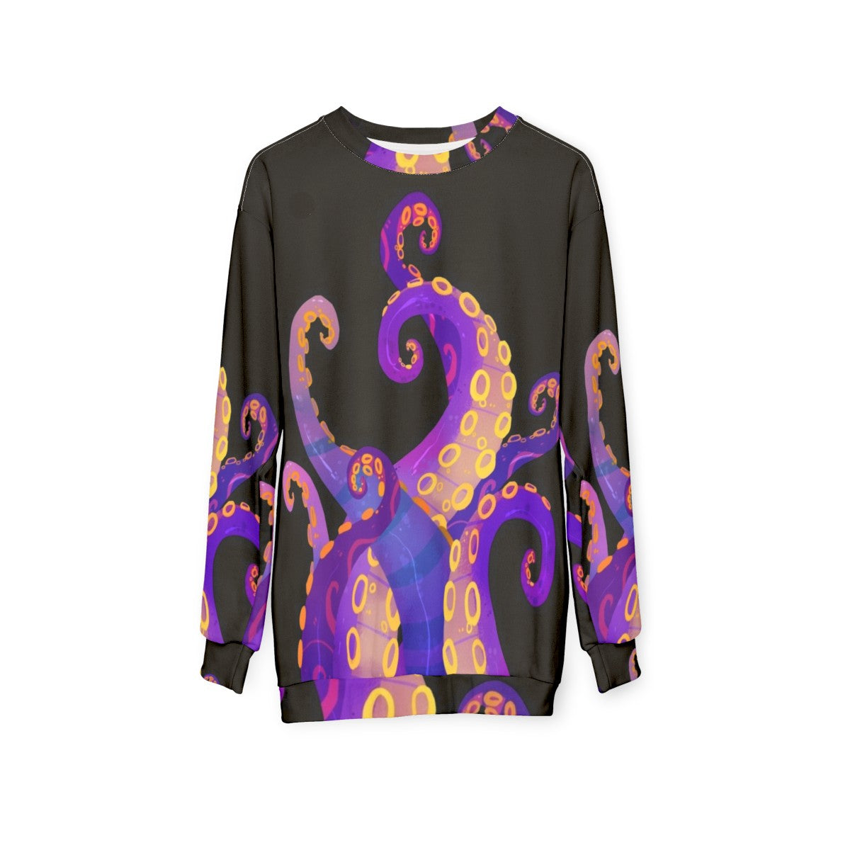 Tentacles Sweatshirt 3 - Cthulhu Inspired Purple Sea Creature Apparel - hanging