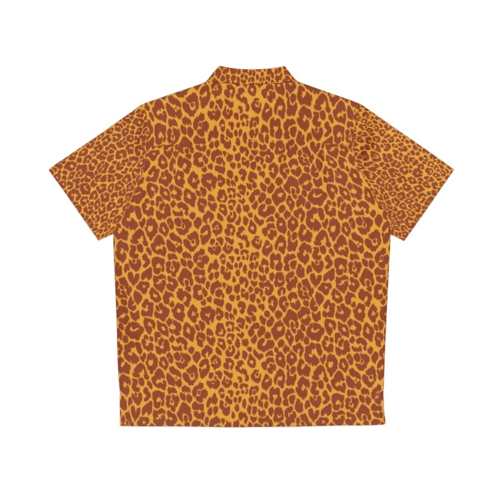 Vintage-style Hawaiian shirt with leopard spots in gold ochre and terra cotta colors - Back