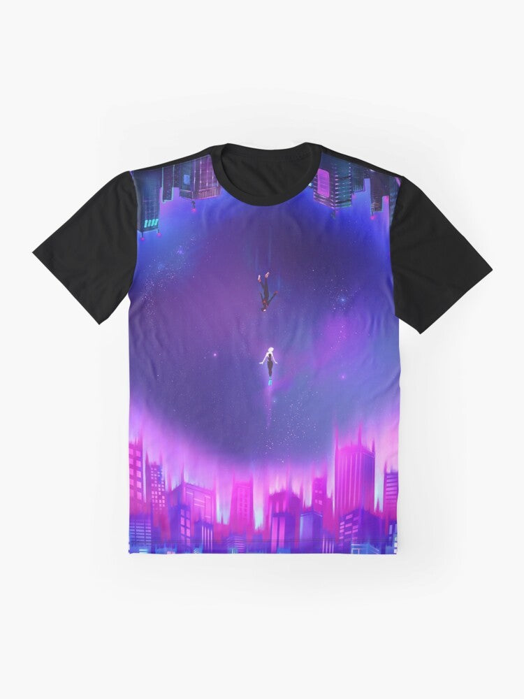 Spider-Verse graphic t-shirt featuring Miles Morales and Gwen Stacy characters - Flat lay