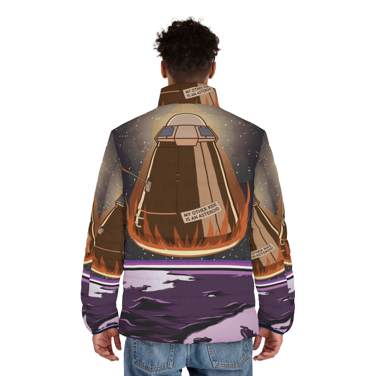 Kamping Wide Puffer Jacket - Kerbal Space Program inspired apparel with space, rocket, and exploration graphics - men back