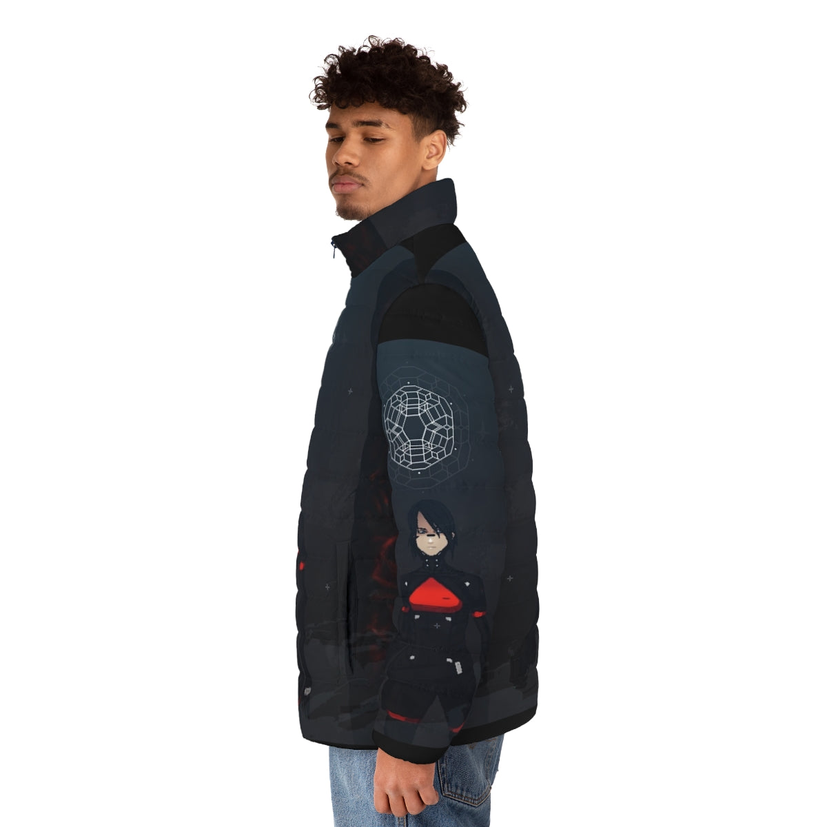 Signalis puffer jacket with game logo and design elements - men side left