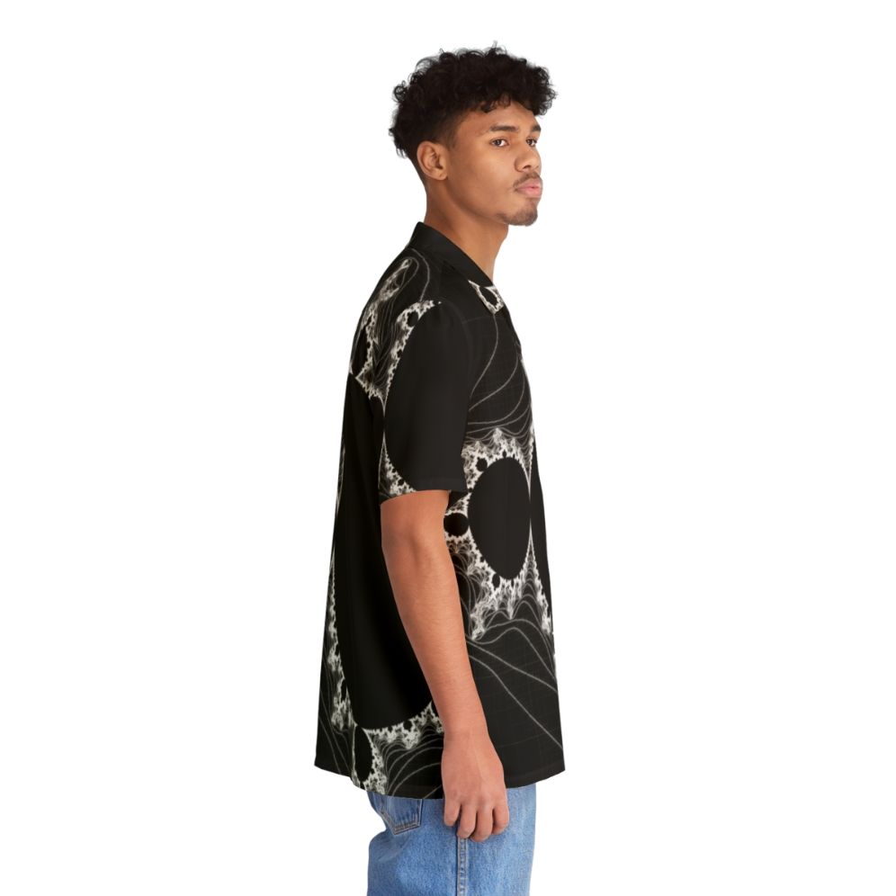 "Minimalist Fractal Design White Linear Mandelbrot Hawaiian Shirt" - People Pight