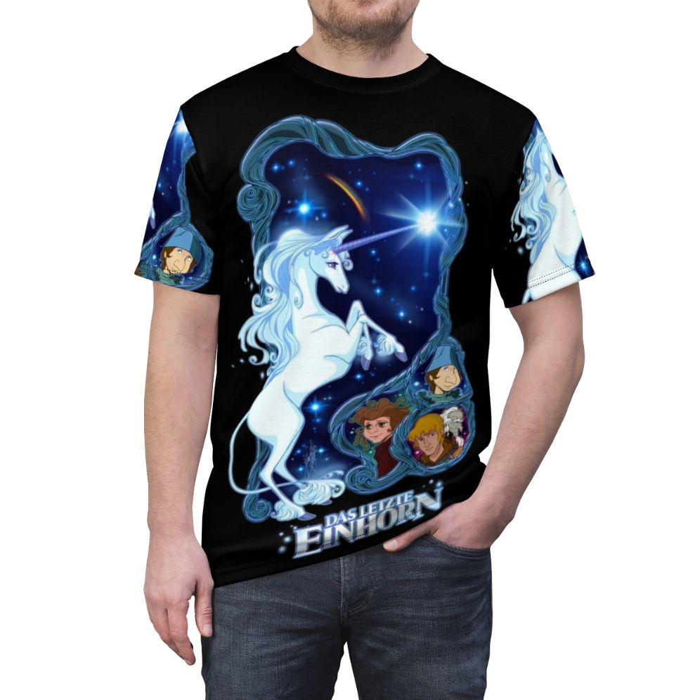 German fantasy unicorn t-shirt design inspired by The Last Unicorn - men front