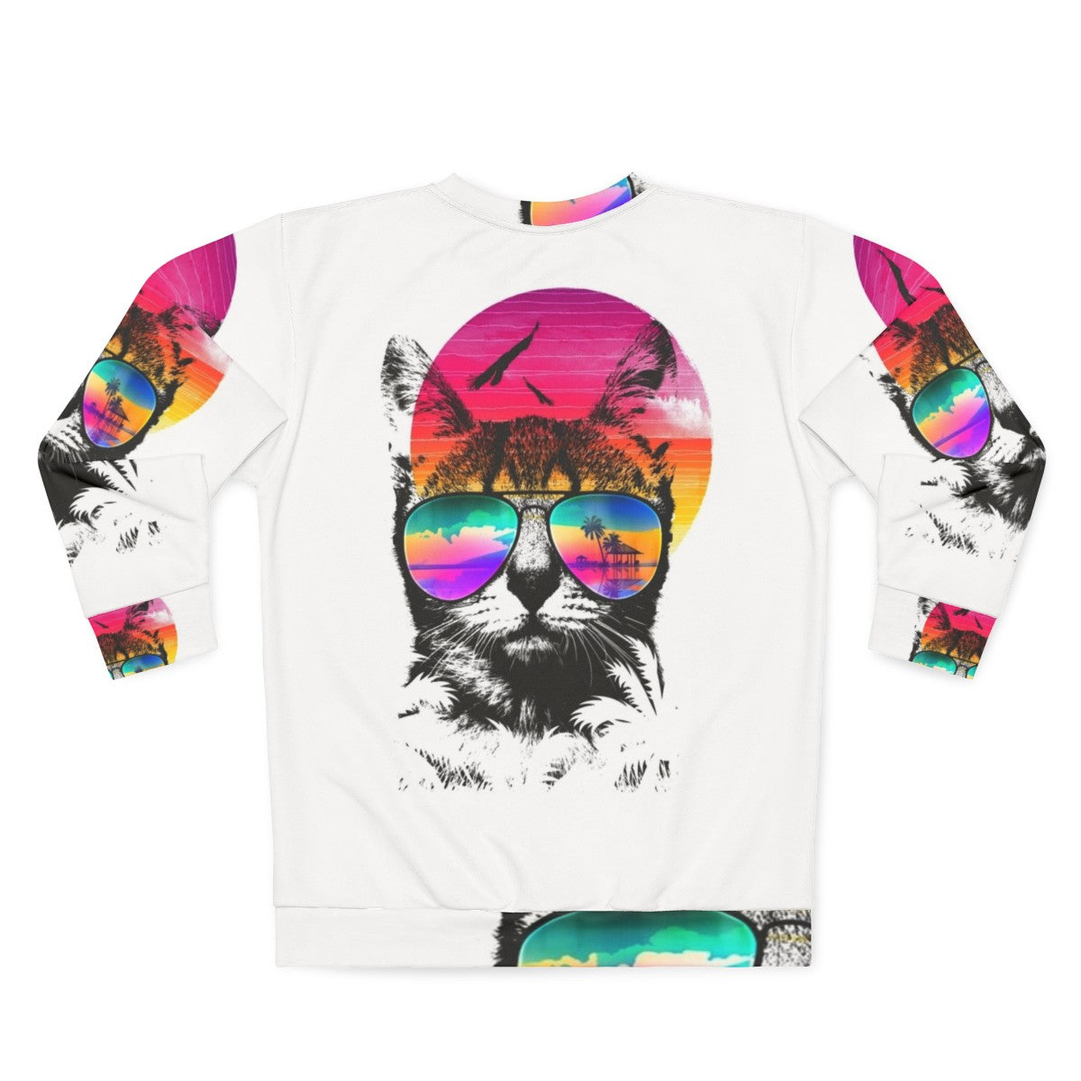 Summer Cat Sweatshirt with Cute and Funny Design - Back