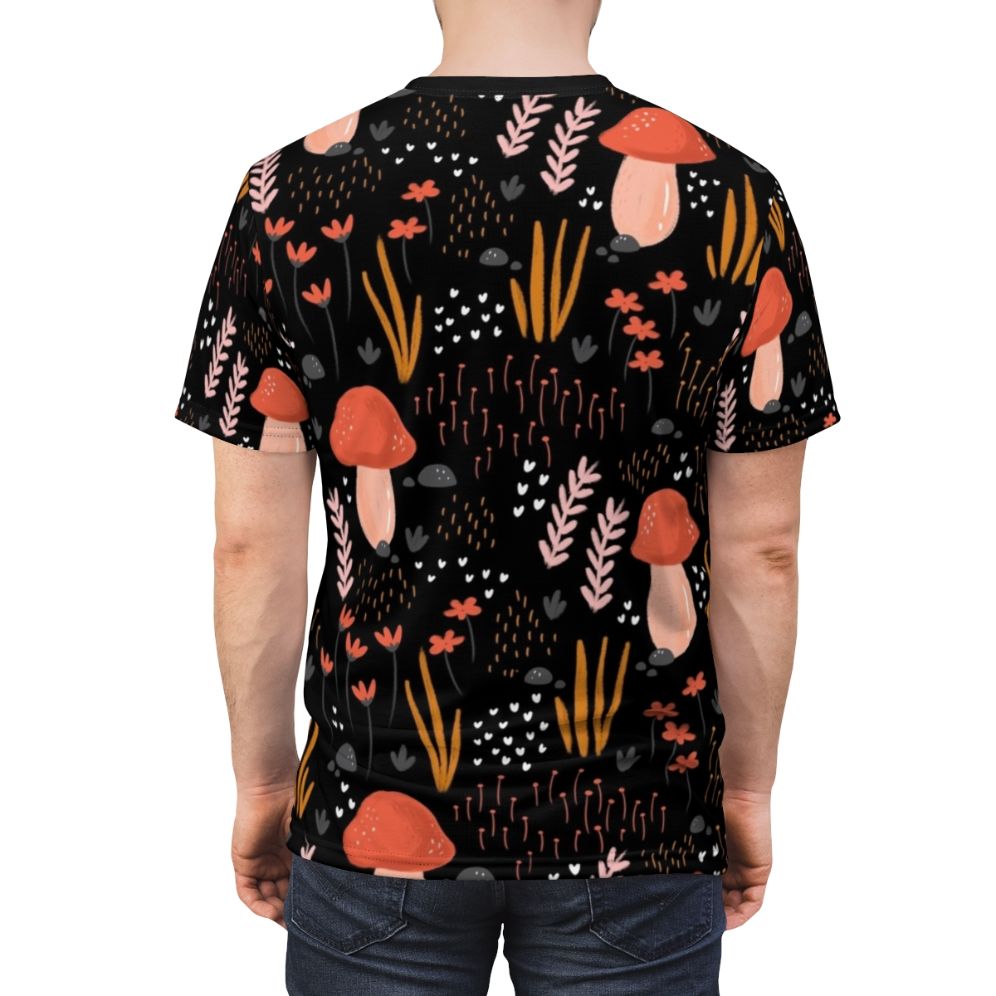 Fairy garden floral design t-shirt featuring a whimsical, botanical illustration - men back