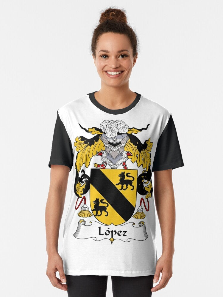 Lopez Coat of Arms/Family Crest Graphic T-Shirt - Women