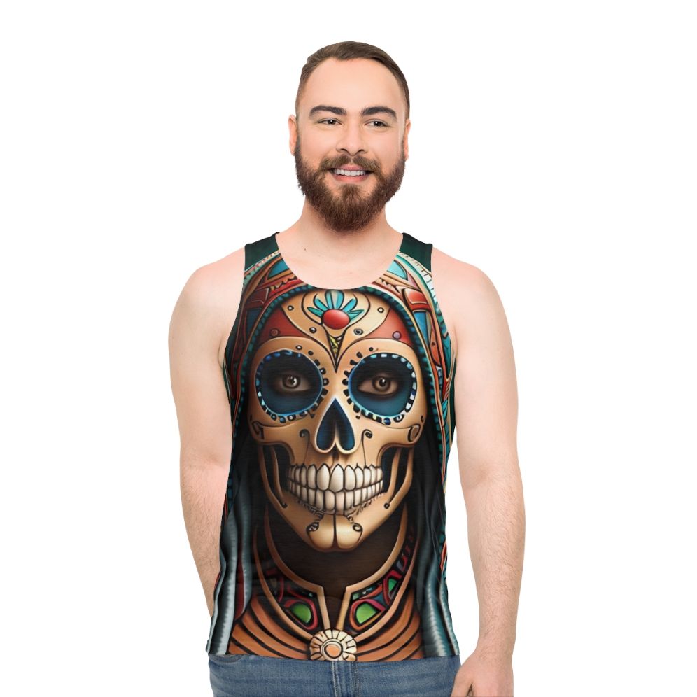 Santa Muerte skull design unisex tank top - men