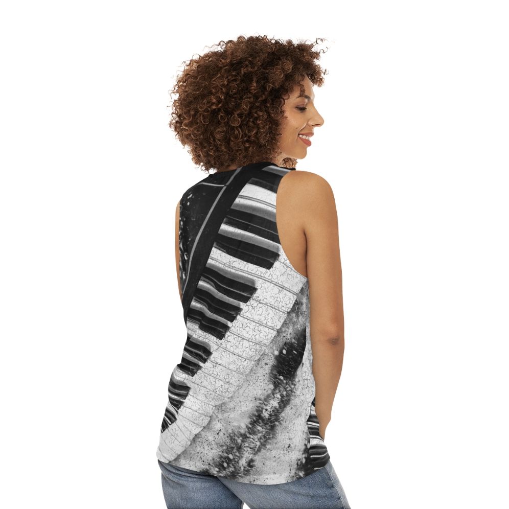 Minimalist synth power unisex tank top - women back