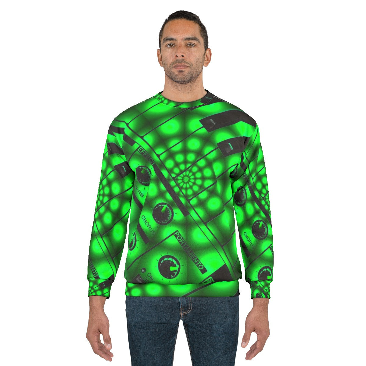 Synthesizer keyboard sweatshirt with electronic music design - men