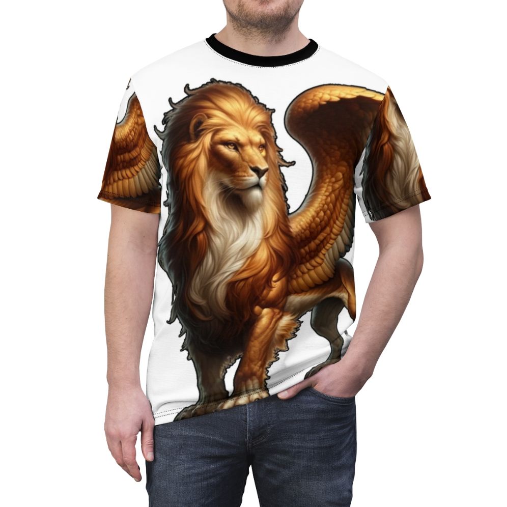 Mystical griffin fantasy art t-shirt design - men front