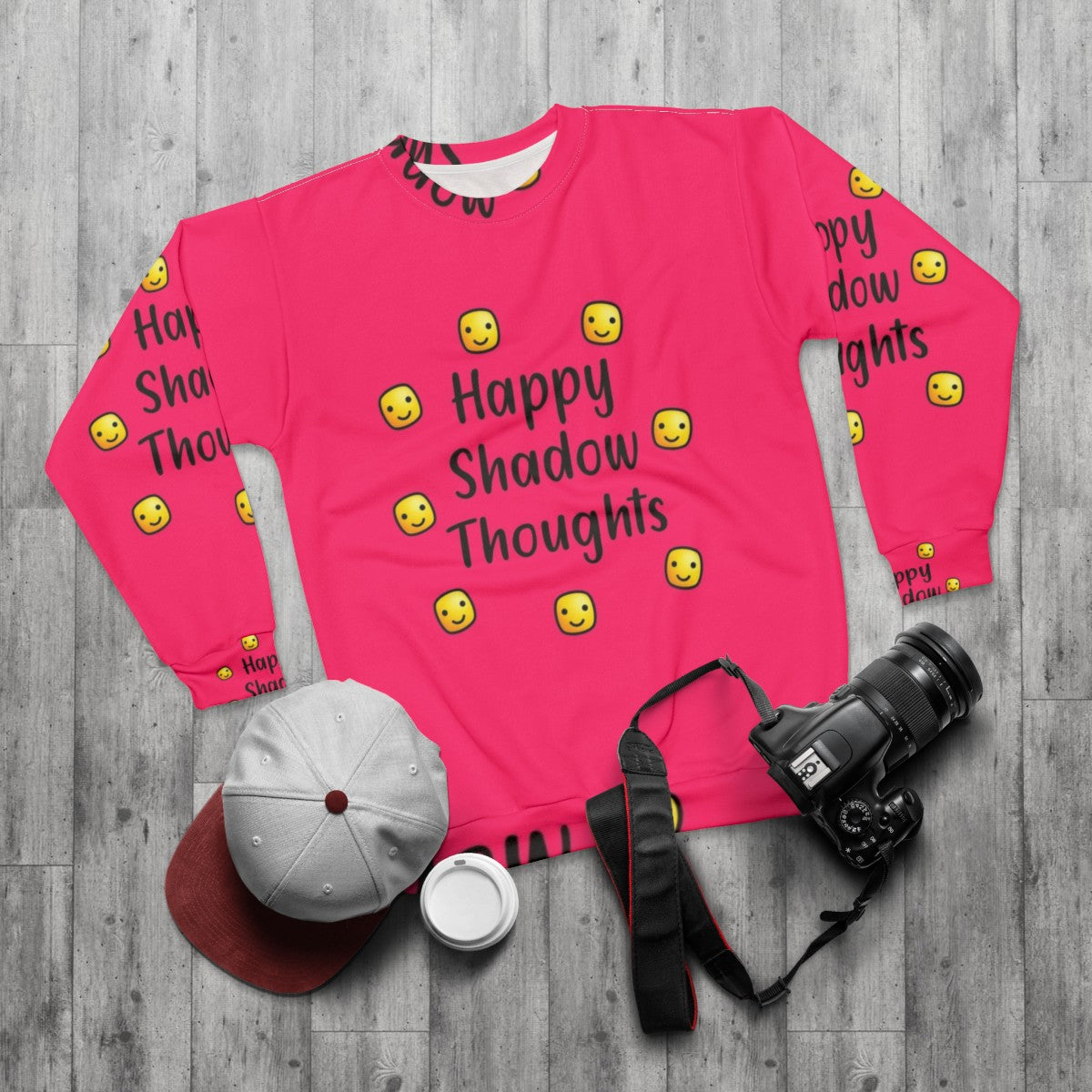 Happy Shadow Thoughts Inspirational Sweatshirt - flat lay