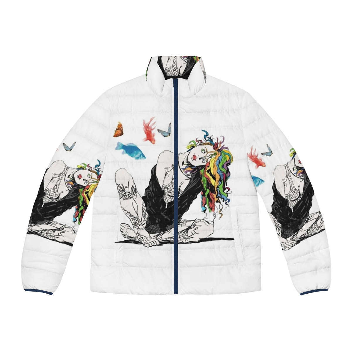 Delirium The Sandman Vertigo Comics Puffer Jacket featuring a surreal and colorful design