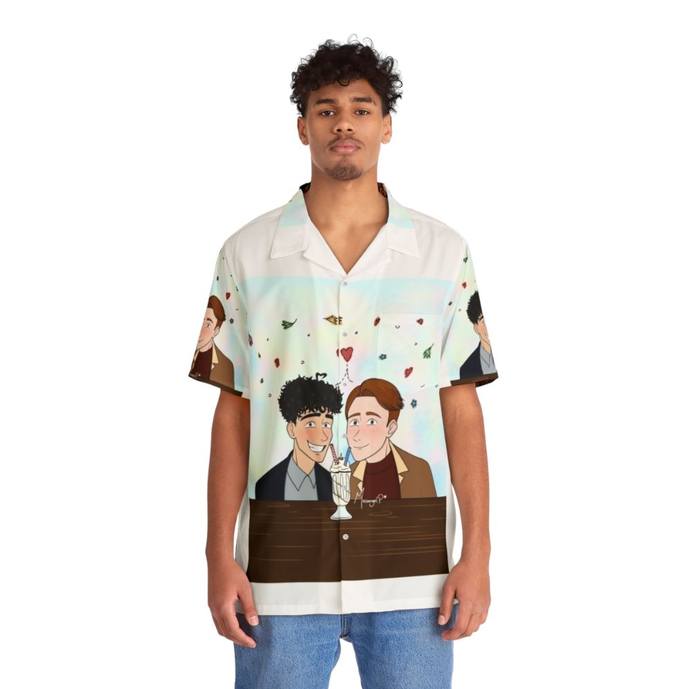 Heartstopper fanart Hawaiian shirt with vibrant anime-inspired design - People Front