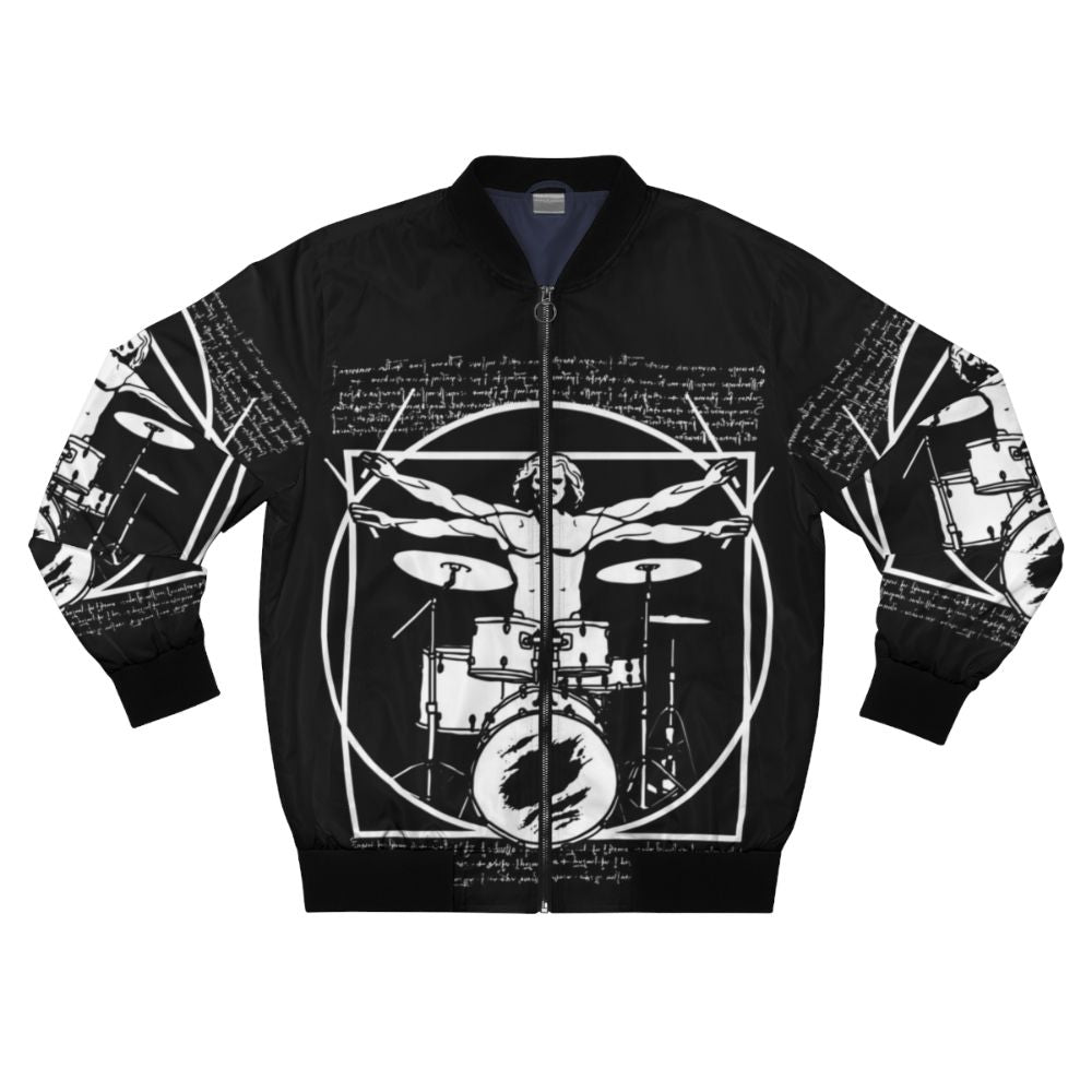 Da Vinci Drummer - Vitruvian Man Playing Drums Bomber Jacket Design