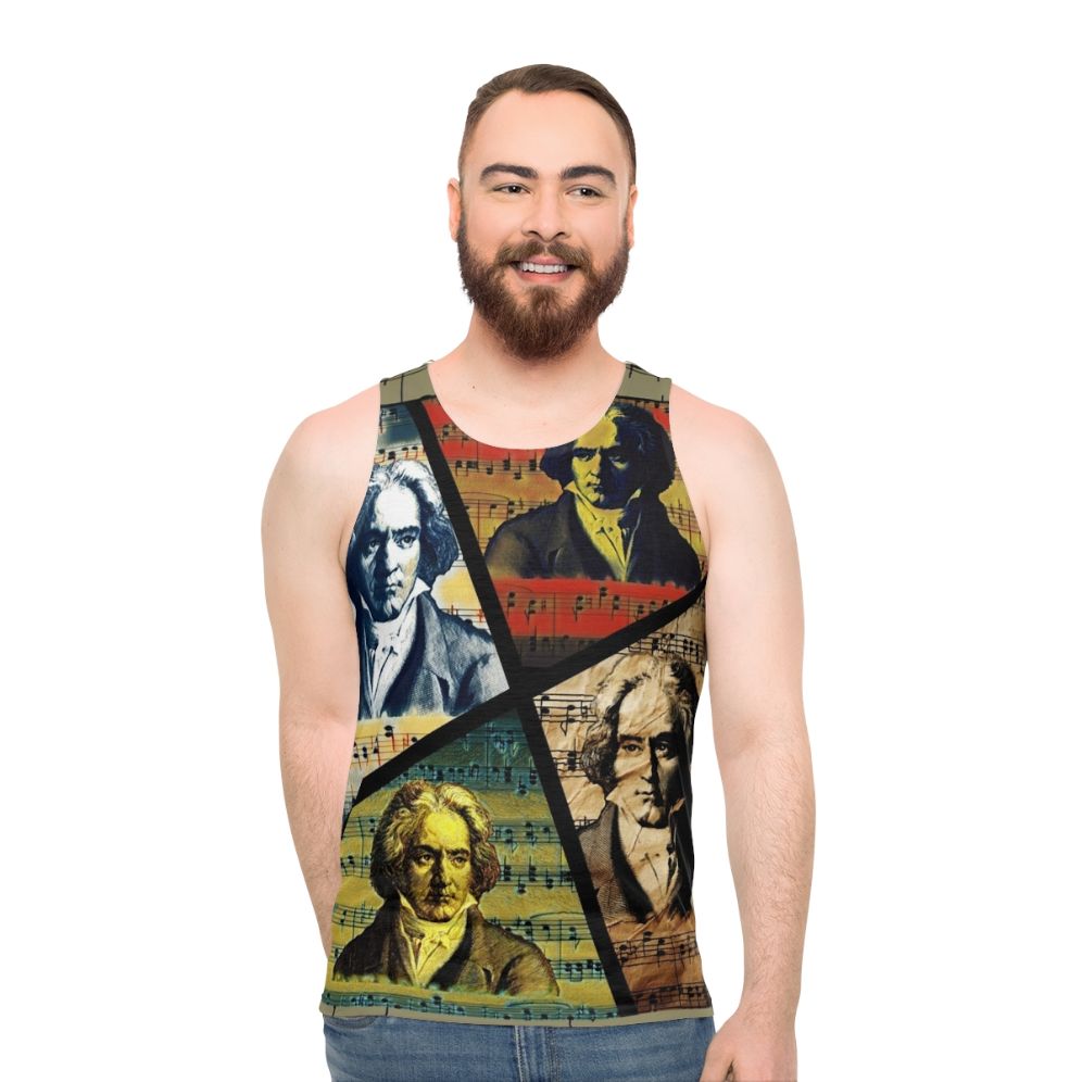 Beethoven classical art collage unisex tank top - men