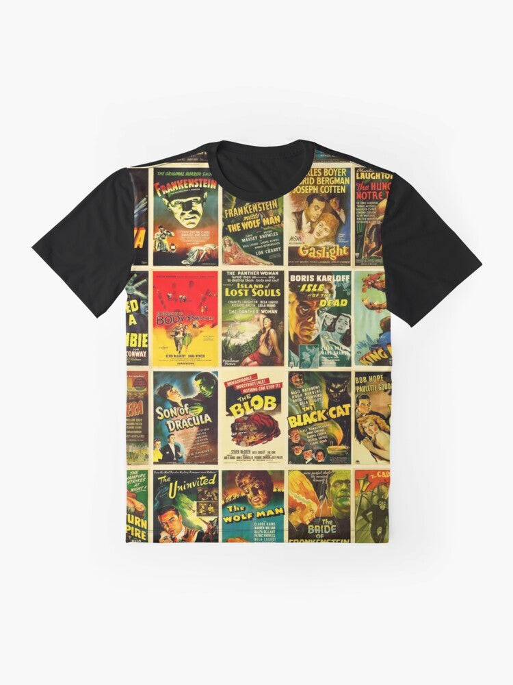 Vintage classic horror monster movie poster graphic design t-shirt - Flat lay