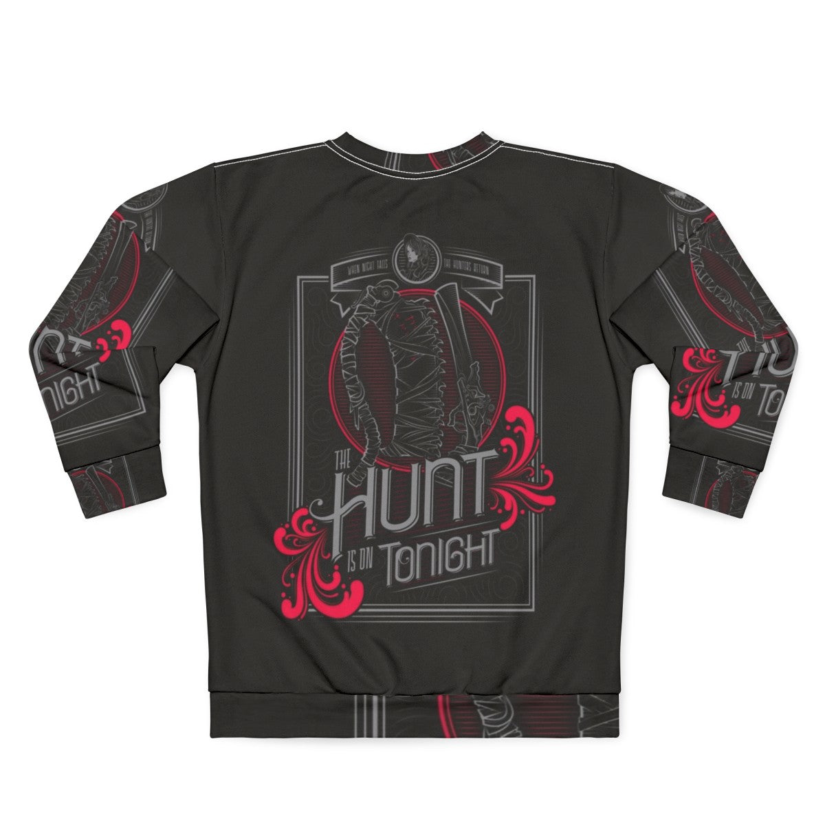 "The Hunt" Sweatshirt featuring gothic horror game-inspired design - Back